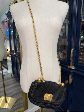 Vintage Juicy Couture Black Perforated Leather Heart Crossbody Bag